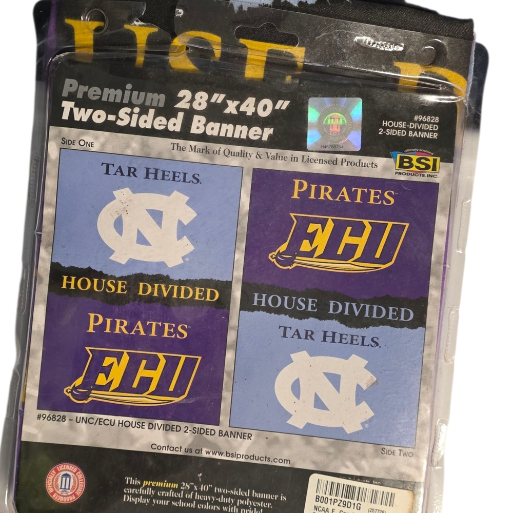 UNC Tar Heels vs ECU Pirates House Divided Banner 28"x40" – New